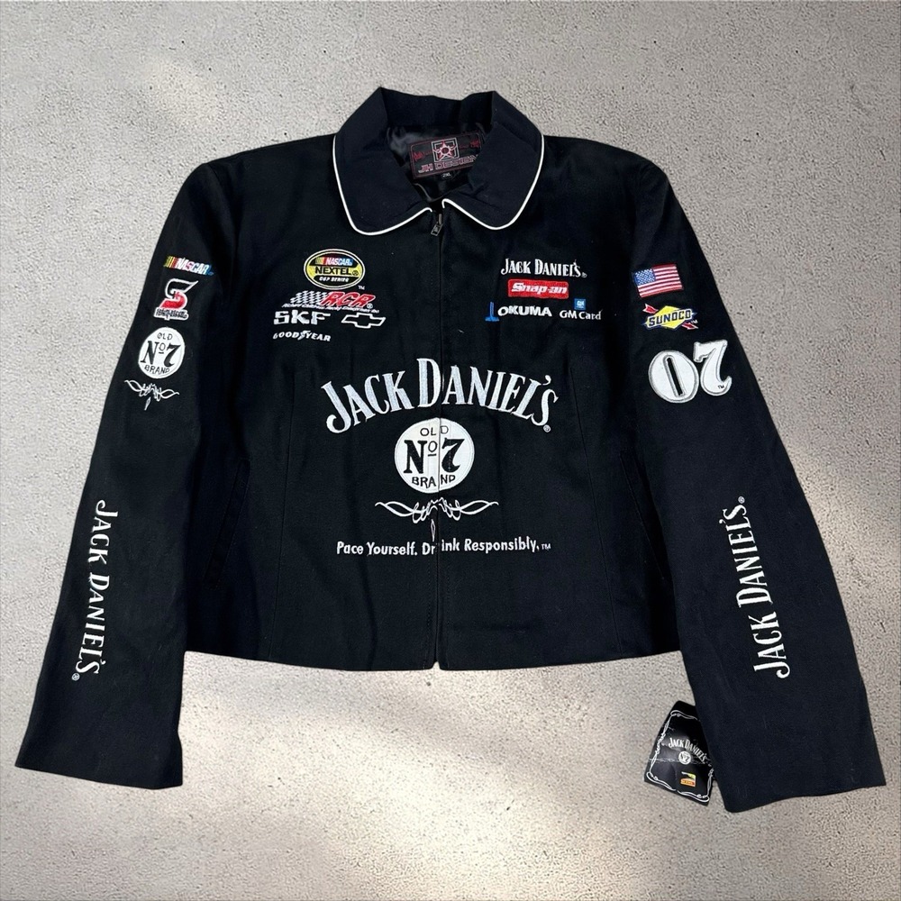 VTG Deadstock JH Design Jack‎ Daniels Racing Jacket Womens XXL 2XL Crop NWT NOS